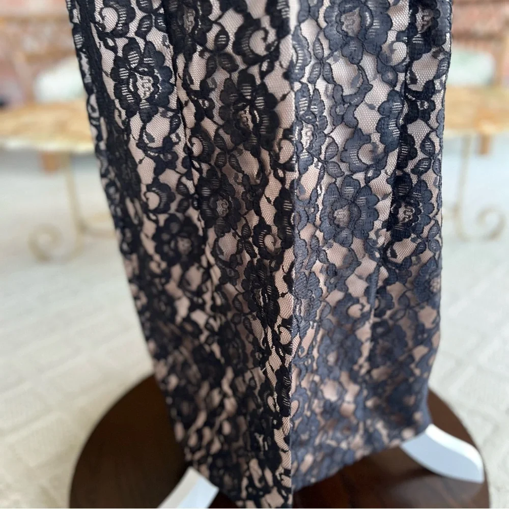 Arianna by Rachel Kaye Black Lace Nude Illusion Evening Maxi Dress 6 Cocktail - Picture 12 of 17